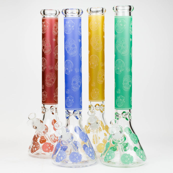 18" Skull Glow in the dark 7 mm glass water bong Glass Bong ONE