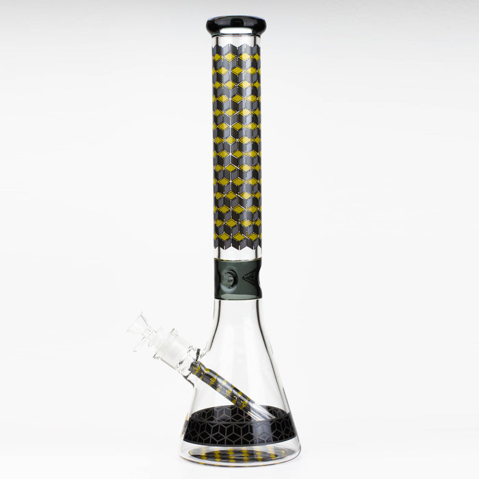 18" Cubic Pattern 7 mm glass water bong Glass Bong ONE