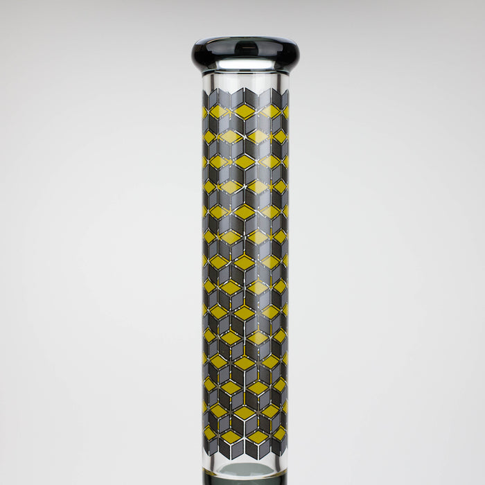 18" Cubic Pattern 7 mm glass water bong Glass Bong ONE