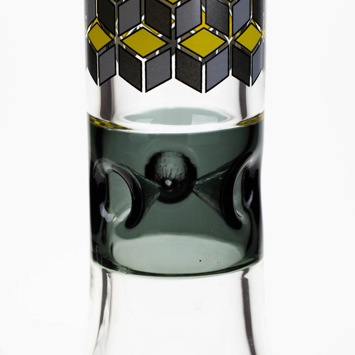 18" Cubic Pattern 7 mm glass water bong Glass Bong ONE