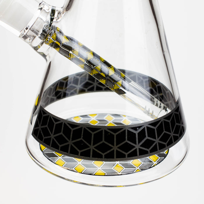 18" Cubic Pattern 7 mm glass water bong Glass Bong ONE