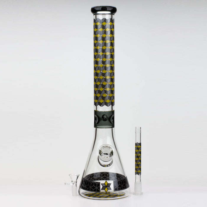 18" Cubic Pattern 7 mm glass water bong Glass Bong ONE
