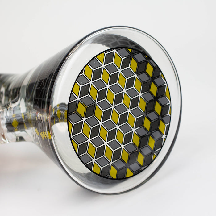 18" Cubic Pattern 7 mm glass water bong Glass Bong ONE