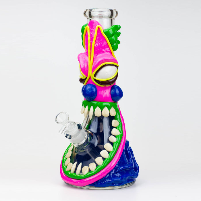 12.5" Resin 3D artwork 7mm glass beaker water bong [TS109] Resin · Silicone · Plastic Bong ONE A (Blue)