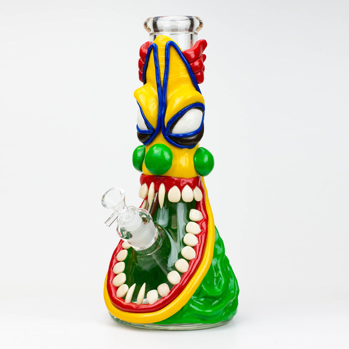 12.5" Resin 3D artwork 7mm glass beaker water bong [TS109] Resin · Silicone · Plastic Bong ONE B (Green)