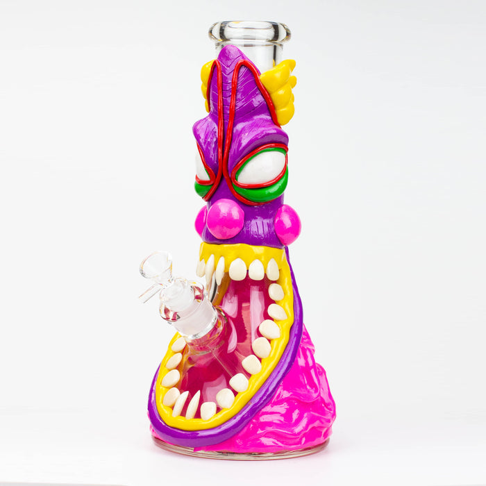 12.5" Resin 3D artwork 7mm glass beaker water bong [TS109] Resin · Silicone · Plastic Bong ONE D (Pink)