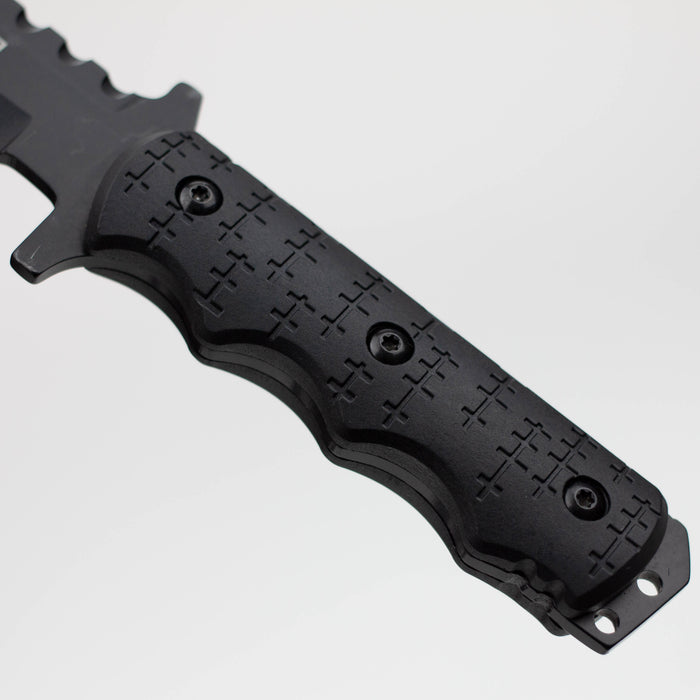 9" Defender-Xtreme Tactical  Team All Black Serrated Blade  Hunting Knife with Sheath [7688]
