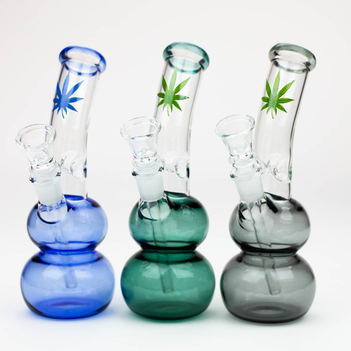 7" color  double ball glass water bong