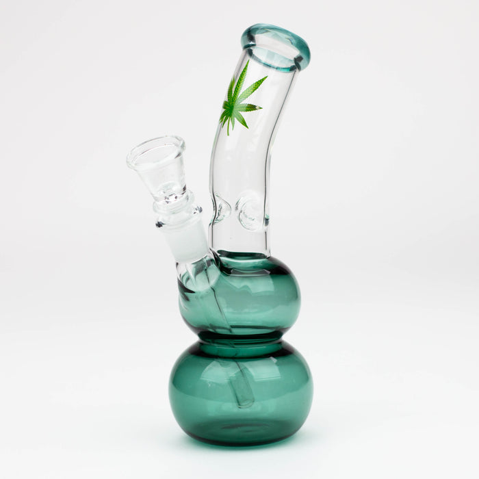 7" color  double ball glass water bong