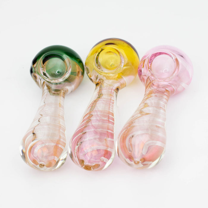 5" Gold fumed twisted glass hand pipe Glass Pipe ONE