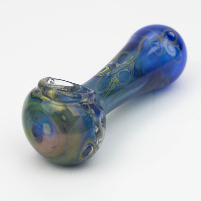 5" Gold fumed blue glass hand pipe Glass Pipe ONE