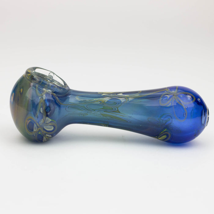 5" Gold fumed blue glass hand pipe Glass Pipe ONE