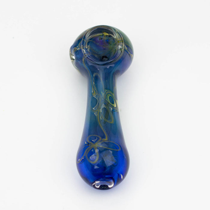 5" Gold fumed blue glass hand pipe Glass Pipe ONE