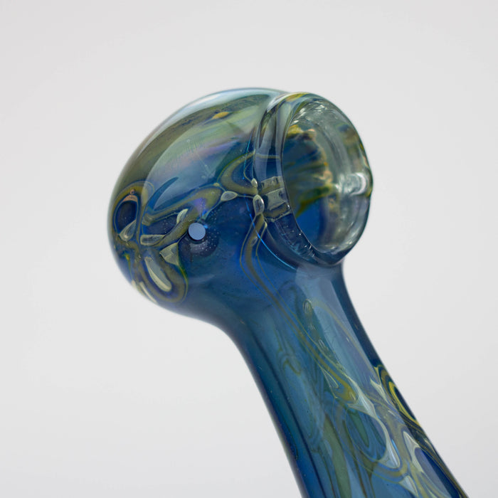 5" Gold fumed blue glass hand pipe Glass Pipe ONE