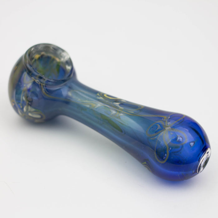 5" Gold fumed blue glass hand pipe Glass Pipe ONE