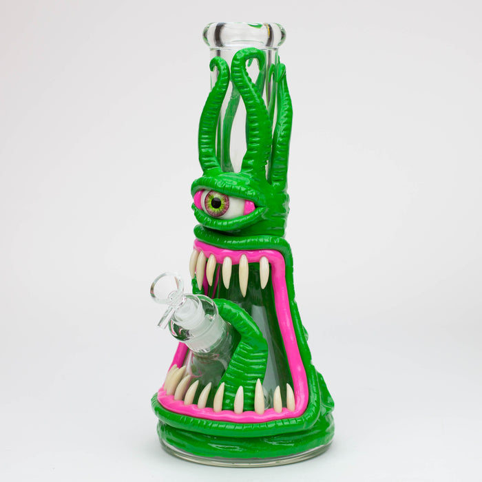 12.5" Resin 3D artwork 7mm glass beaker water bong [TS112] Resin · Silicone · Plastic Bong ONE B (Green)