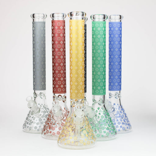 18" LV Glow in the dark 7 mm glass water bong Bongs ONE