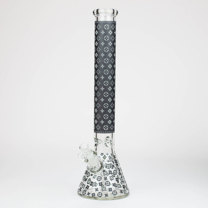 18" LV Glow in the dark 7 mm glass water bong Bongs ONE Black