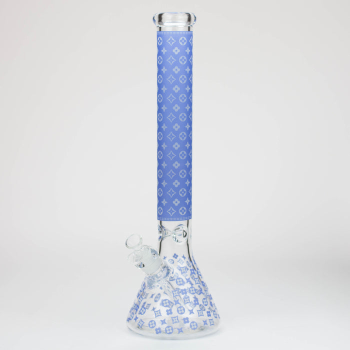 18" LV Glow in the dark 7 mm glass water bong Bongs ONE Blue