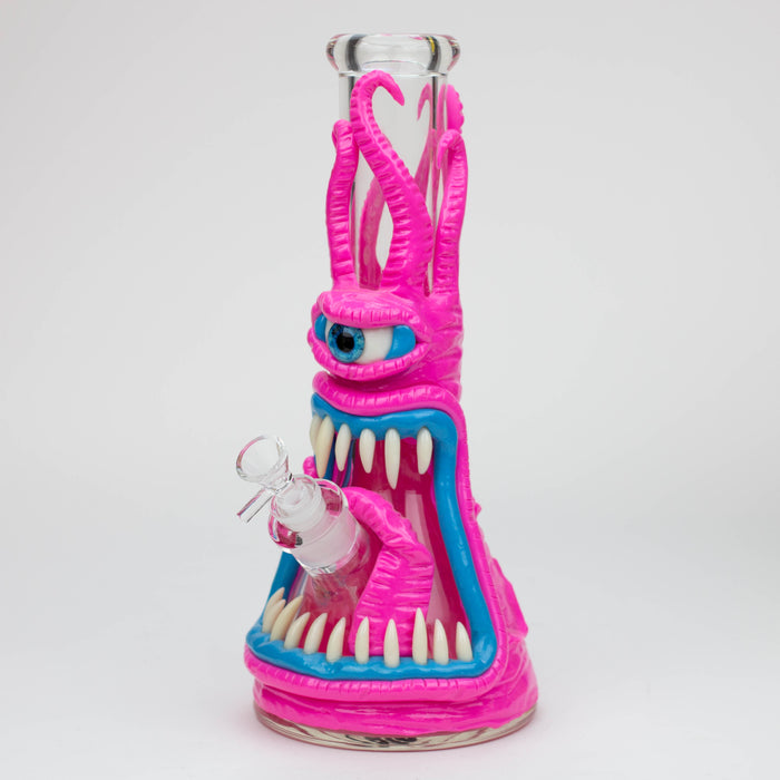 12.5" Resin 3D artwork 7mm glass beaker water bong [TS112] Resin · Silicone · Plastic Bong ONE A (Pink)
