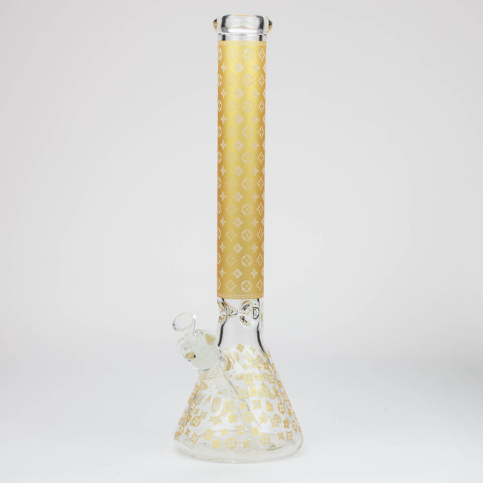 18" LV Glow in the dark 7 mm glass water bong Bongs ONE Gold