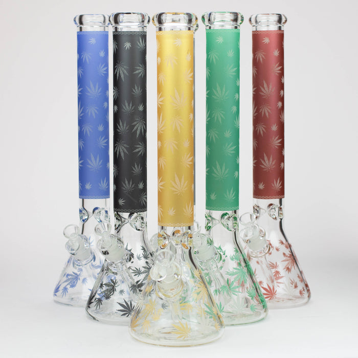 18" Leaf Glow in the dark 7 mm glass water bong Glass Bong ONE