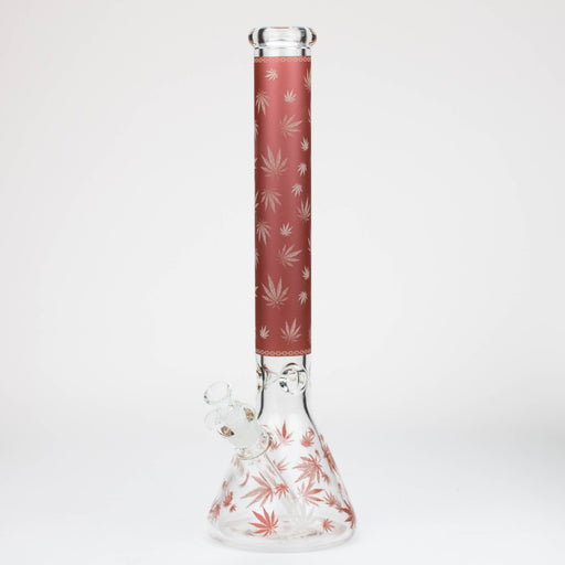 18" Leaf Glow in the dark 7 mm glass water bong Glass Bong ONE Red