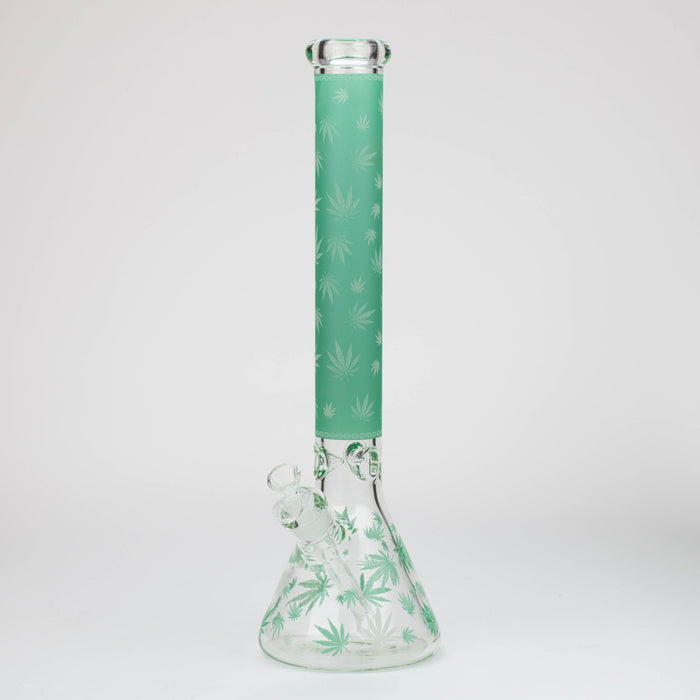18" Leaf Glow in the dark 7 mm glass water bong Glass Bong ONE Green