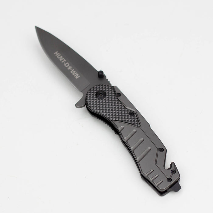 8″ Hunt Down Grey Folding Knife with Belt Clip [7838]