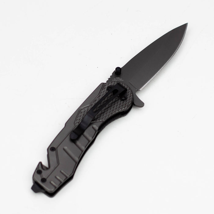 8″ Hunt Down Grey Folding Knife with Belt Clip [7838]