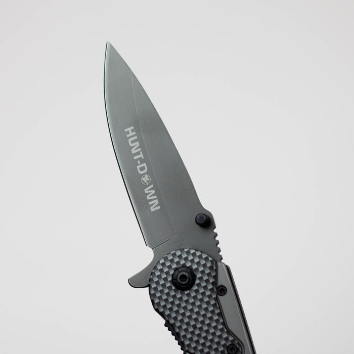 8″ Hunt Down Grey Folding Knife with Belt Clip [7838]