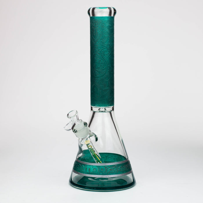 preemo - 15 inch 9mm Painted Sandblast Beaker [P057] Glass Bong preemo GREEN