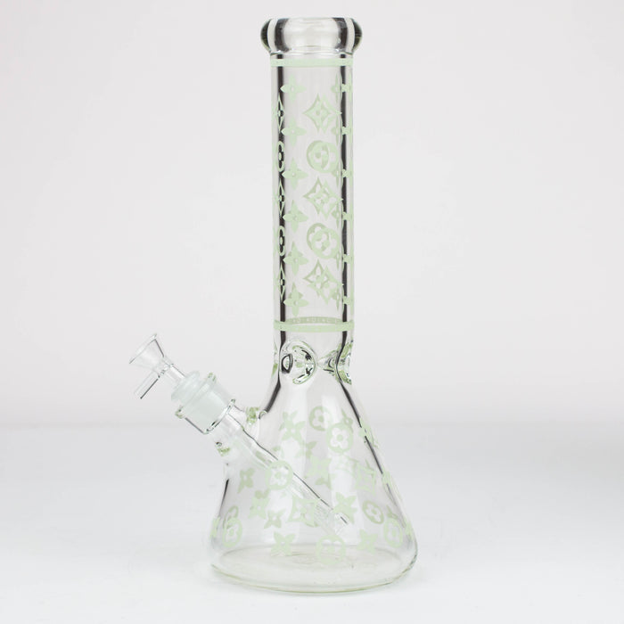 14" Luxury Pattern glow in the dark / 7mm / glass beaker bong [CH-107]