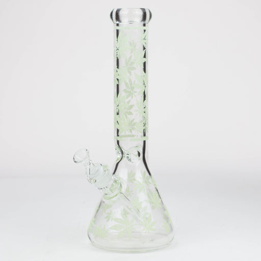 14" Leaf Pattern glow in the dark / 7mm / glass beaker bong [CH-106] Bongs Canadian Distributor