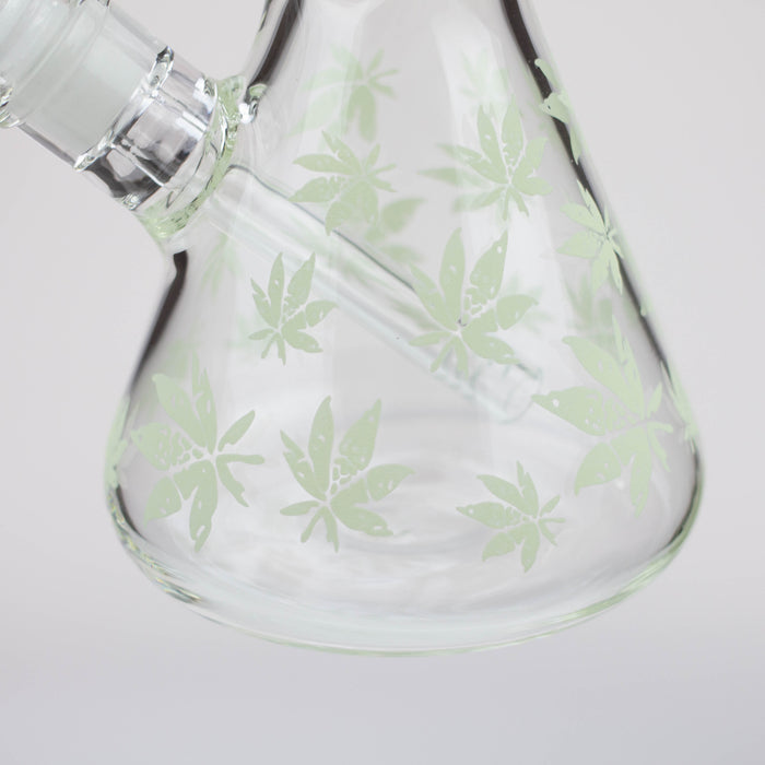 14" Leaf Pattern glow in the dark / 7mm / glass beaker bong [CH-106]