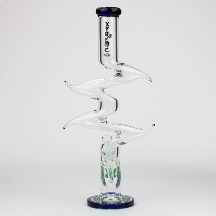 20" Xtream Zig-zag 7 mm glass water bong [XTR333] Beaker Bong Canadian Distributor Blue
