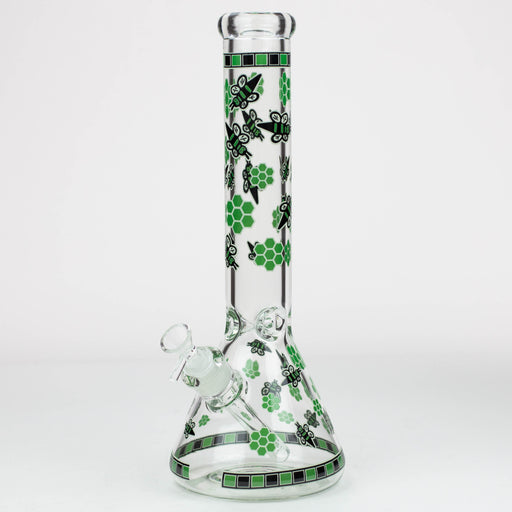 14" Honey bee glow in the dark / 7mm / glass beaker bong [A25] Bongs Canadian Distributor Green 25