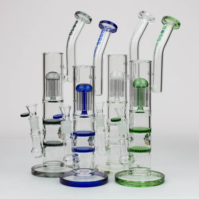 16" tree arm percolator and honeycomb diffuser glass bong [B8]