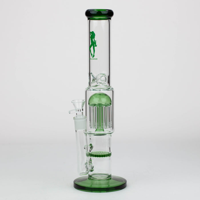 15" Volcano tree arm percolator and honeycomb diffuser glass bong [AK075] Bongs Canadian Distributor Green