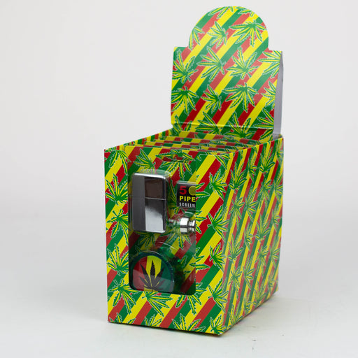 Metal Pipe,Grinder, Lighter and screen set Box of 6 [SCP15009] Metal Hand Pipe Canadian Distributor