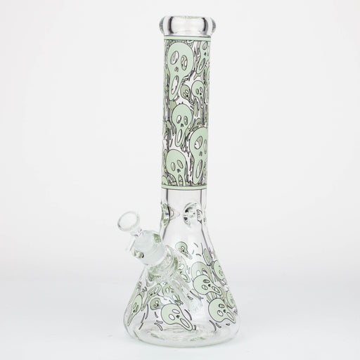14" Ghost Pattern glow in the dark / 7mm / glass beaker bong [CH-105] Bongs Canadian Distributor