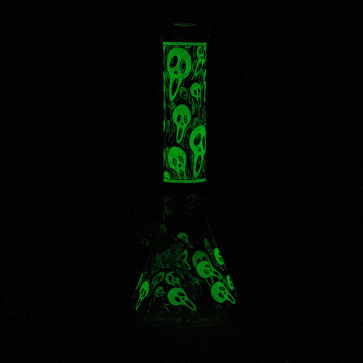 14" Ghost Pattern glow in the dark / 7mm / glass beaker bong [CH-105] Bongs Canadian Distributor