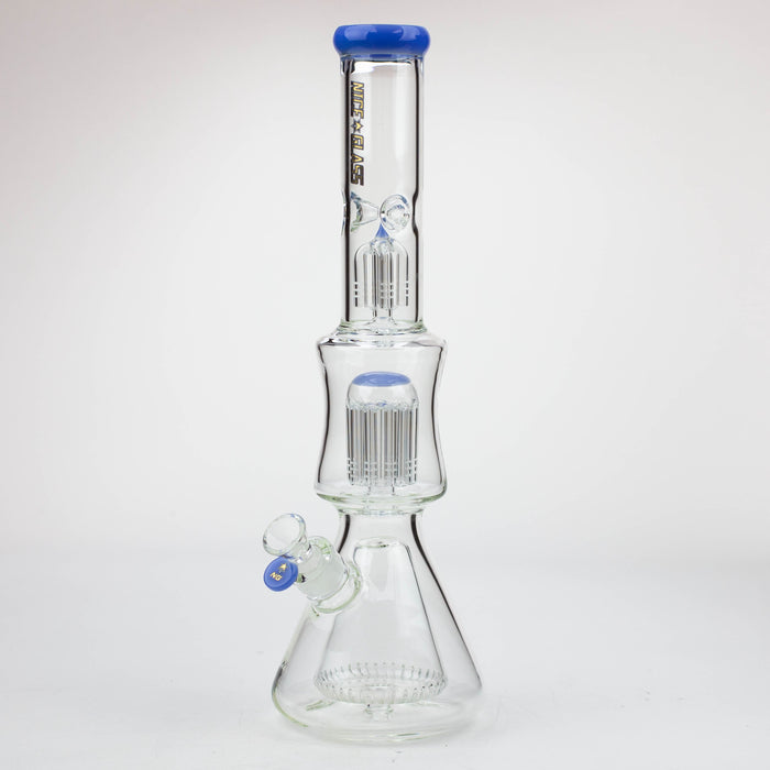 NG-17 inch Cone to Double Tree Beaker [S394] Glass Bong High-End Brands Glass Jade Blue