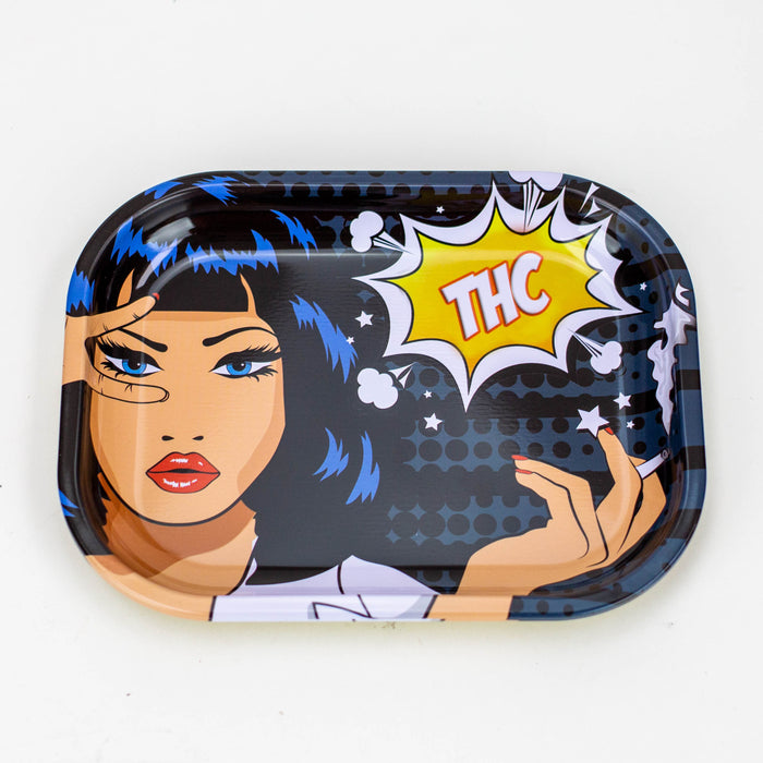 Novelty Metal Rolling Tray-Small Tray Smoking Cat Distribution THC Girl