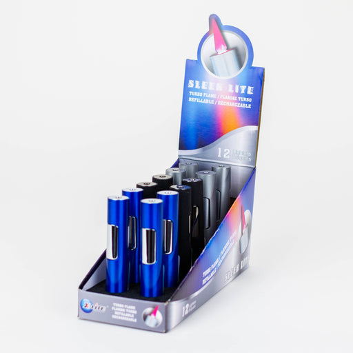 X-Lite XLC073 Sleek Lite Torch lighter display of 12 Lighters ONE