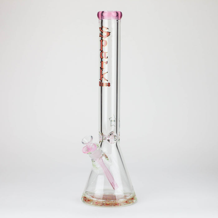 18" Spark 9 mm glass water bong with thick base Glass Bong ONE Pink