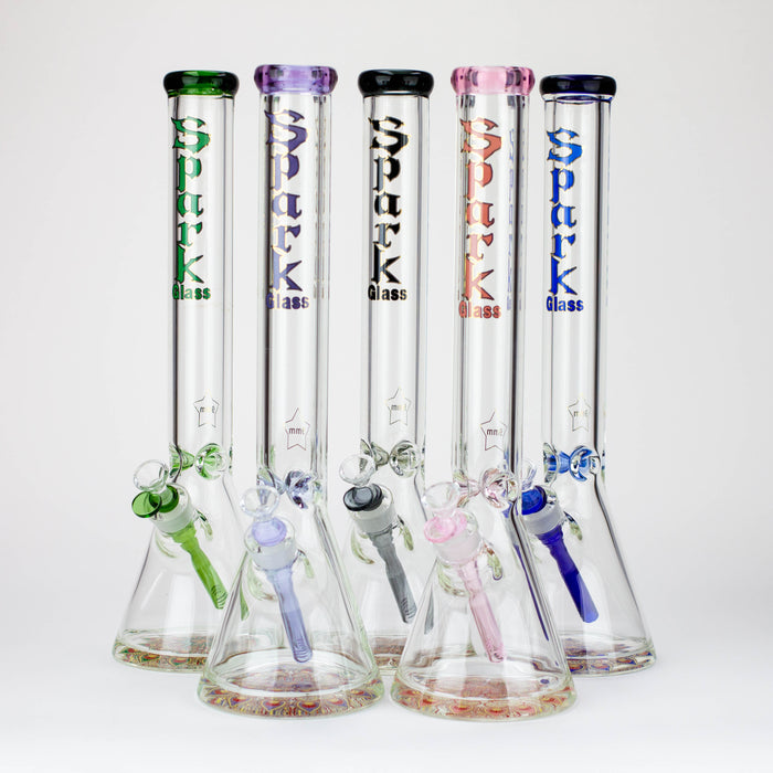18" Spark 9 mm glass water bong with thick base Glass Bong ONE