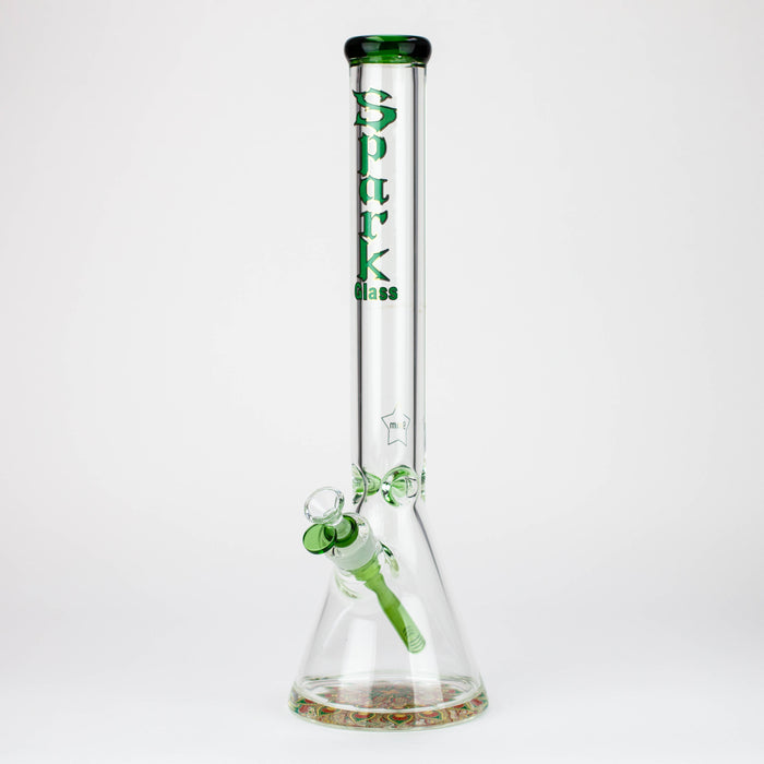 18" Spark 9 mm glass water bong with thick base Glass Bong ONE Green