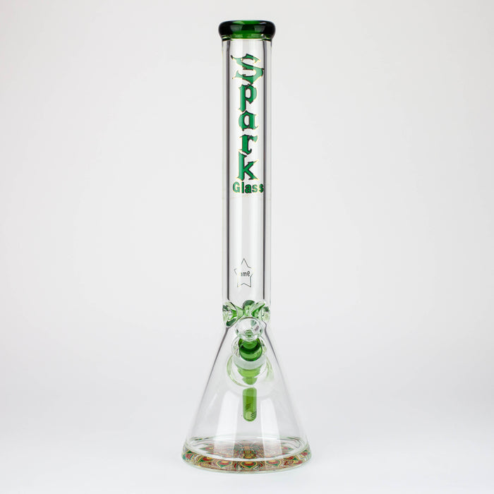 18" Spark 9 mm glass water bong with thick base Glass Bong ONE
