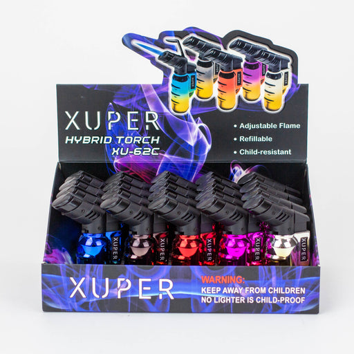 XUPER Chrome Lighter single flame Torch box of 20 [98-1162C] Lighters ONE